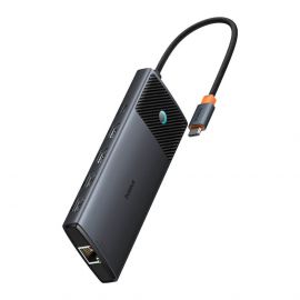 Baseus USB-C Metal Gleam Series II 10-in-1 Hub (B00061800123-00) - мултифункционален хъб за свързване на допълнителна периферия за устройства с USB-C (черен)