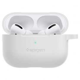Spigen Airpods Pro Silicone Fit Case - силиконов калъф с карабинер за Apple Airpods Pro (бял)