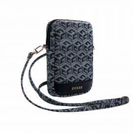 Guess PU Grained 4G Metal Logo Wallet Phone Zipper Bag - дизайнерска чанта (органайзер) за мобилни устройства и аксесоари (черен)
