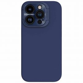 Nillkin LensWing Magnetic Hard Case - силиконов (TPU) калъф с MagSafe и поставка за iPhone 15 Pro Max (син)