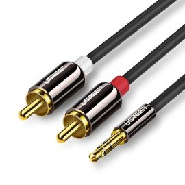 Ugreen AV116 2xRCA Male to 3.5mm Male Audio Cable - качествен аудио кабел 2xRCA (мъжко) към 3.5mm (мъжко) (200 см) (черен)