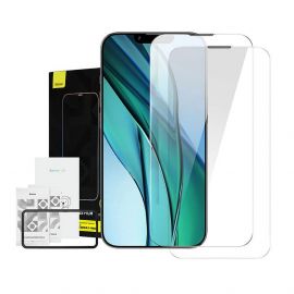 Baseus Crystal Dust Proof Tempered Glass Set (SGJC040202) - 2 броя стъклени защитни покрития за дисплея на iPhone 14 Plus, iPhone 13 Pro Max (прозрачен)