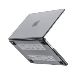 INVZI Hardshell Hybrid Case - удароустойчив хибриден кейс за Apple MacBook Pro 16 M1 (2021), MacBook Pro 16 M2 (2023) (черен-прозрачен)
