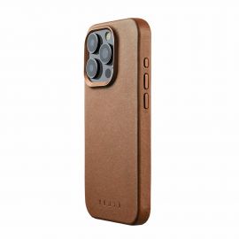 Mujjo Full Leather MagSafe Case - премиум кожен (естествена кожа) кейс с MagSafe за iPhone 15 Pro Max (кафяв)