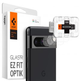 Spigen Glass Optik tR EZ Fit 2 Pack - комплект 2 броя предпазни стъклени протектори за камерата на Google Pixel 8 Pro (прозрачен)