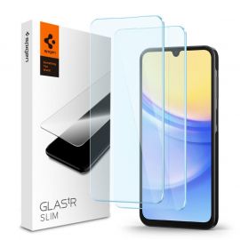 Spigen Tempered Glass GLAS.tR Slim 2 Pack - 2 броя стъклени защитни покрития за дисплея на Samsung Galaxy A25 5G, Galaxy A15, Galaxy A15 5G (прозрачен)