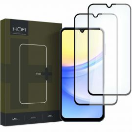 Hofi Glass Pro Plus Tempered Glass 2.5D 2 Pack - 2 броя калени стъклени защитни покрития за дисплея на Samsung Galaxy A15 4G, Galaxy A15 5G, Galaxy A25 5G (черен-прозрачен)