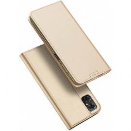 Dux Ducis Skin Pro Case - кожен калъф с поставка и отделение за кр. карти за Xiaomi Redmi Note 10E, Redmi 10 5G, Redmi 10 Prime Plus 5G, Poco M4 5G (златист)