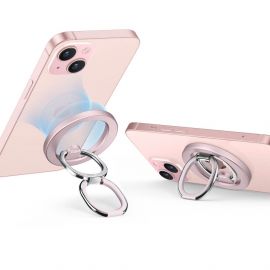 ESR HaloLock Magnetic Ring Stand - магнитен пръстен против изпускане, с поставка, съвместим с MagSafe за iPhone и други смартфони (розов)