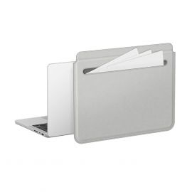 AmazingThing Matte Pro Mag Laptop Sleeve with Pocket 14 - кожен калъф за MacBook Air 13, MacBook Pro 13, MacBook Pro 14 и лаптопи до 14 инча (сив)