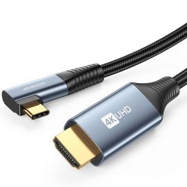 Joyroom Angled 4K 60Hz USB-C to HDMI Cable - кабел с поддръжка на 4K за свързване от USB-C към HDMI (200 см) (тъмносив)