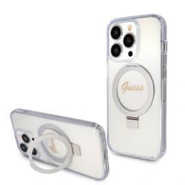 Guess IML Ringstand Glitter MagSafe Case - хибриден удароустойчив кейс с MagSafe за iPhone 15 Pro Max (прозрачен)