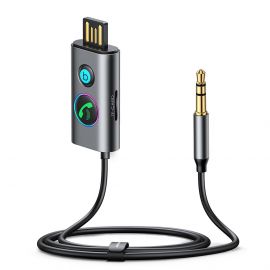 JoyRoom Car Wireless Receiver (JR-CB7)) - безжичен блутут аудио рисийвър за безжично прехвърляне с USB и 3.5 мм аудио кабел и слот за TF карта (тъмносив)