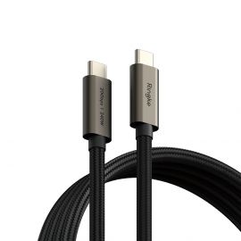 Ringke USB-C to USB-C Data Cable 240W - кабел с бързо зареждане за устройства с USB-C порт (100 см) (черен)