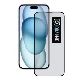 OBALME Tempered Glass Screen Protector 5D - обхващащо и ръбовете стъклено защитно покритие за дисплея на iPhone 15 Plus (черен-прозрачен)