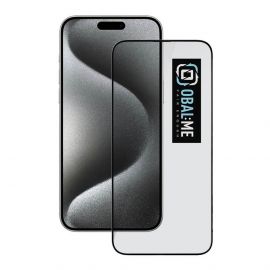 OBALME Tempered Glass Screen Protector 5D - обхващащо и ръбовете стъклено защитно покритие за дисплея на iPhone 15 Pro Max (черен-прозрачен)