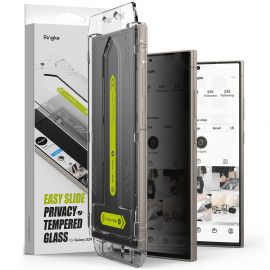 Ringke Privacy Easy Slide Tempered Glass 2 Pack - 2 броя калени стъклени защитни покрития с определен ъгъл на виждане за дисплея на Samsung Galaxy S24 Ultra (прозрачен)