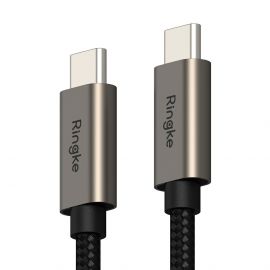 Ringke USB-C to USB-C Data Cable 60W - кабел с бързо зареждане за устройства с USB-C порт (100 см) (черен)