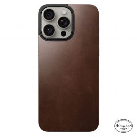 Nomad Magnetic Horween Leather Back - магнитен кожен (естествена кожа) гръб с MagSafe за iPhone 15 Pro Max (кафяв)