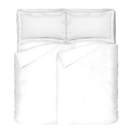 Dilios Изчистено и едноцветно спално бельо в бяло, Двоен размер с два спални плика, 100% памучен сатен