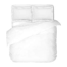 Dilios Бяло Спално бельо от 100% памучен сатен в двоен размер, Семпла и изчистена визия