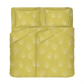 Dilios Спално Бельо в жълто с мотив на листа Грейс 2, Размер за Спалня с Два Плика, Висококачествено спално бельо с оригинален десен