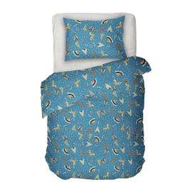 Dilios Детско спално бельо в синьо за момчета - ИНДИАНСКО СЕЛО 2, За единично легло, Материя Ранфорс, Син десен с индиански мотиви