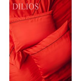 Dilios Луксозен единичен спален комплект от памучен сатен с паспел, АЛЕНО ЧЕРВЕНО, 2 части