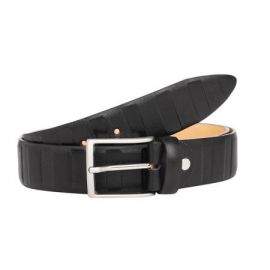 Мъжки стилен колан в черно с релеф - Italian belts - 115 см 0201-115