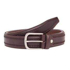 Мъжки колан с интересен дизайн - кафяв  - Italian belts - 105см 0402-105