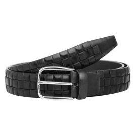 Мъжки черен колан с релеф  - Italian belts -105см 0701-105