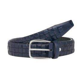 Мъжки син колан с релеф - Italian belts - 115 см 0703-115