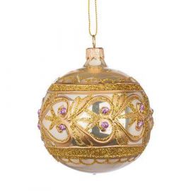 Коледна златна топка с декорация RM02801S