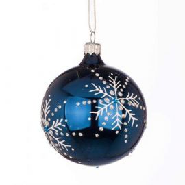 Коледна синя топка със снежинки RM04003S