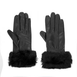 Дамски елегантни ръкавици с пухче ROSSI RSG02BL1