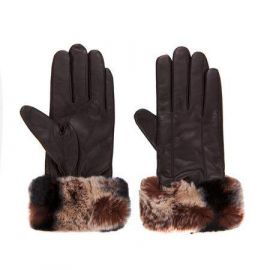 Дамски елегантни ръкавици с тъмно кафяво периферия ROSSI RSG03DB1