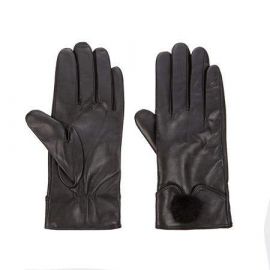 Дамски елегантни ръкавици с пухче ROSSI RSG06BL1