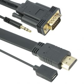 Кабел DLFI, HDMI - VGA, 3m, Flat, с аудио кабел -18261