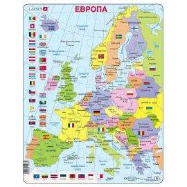 Larsen Пъзел: Образователен – "Карта на Европа, физическа" – 48 части, голям K2
