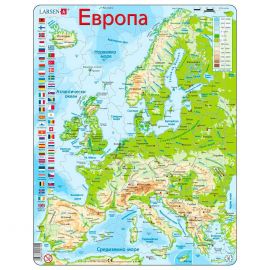 Larsen Пъзел: Образователен – "Карта на Европа" – 87 части, голям K70