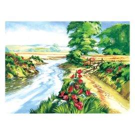 Royal&Langnickel Рисуване по номера с акрилни бои - Adult за напреднали - 39х30 - "Река с макове" PAL13
