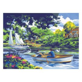 Royal&Langnickel Рисуване по номера с акрилни бои - Adult за напреднали - 39х30 - Разходка по реката PAL8