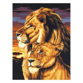 Royal&Langnickel Рисуване по номера с акрилни бои върху платно - 23х30 - Лъвове PCS3