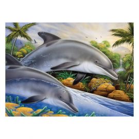 Royal&Langnickel Рисуване по номера с акрилни бои Junior Large - 39х30 - Делфини PJL44