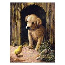 Royal&Langnickel Рисуване по номера с акрилни бои Junior - 22х30 - Кученце и пиле PJS50