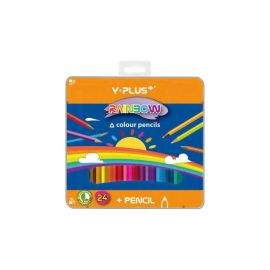 YPLUS Цветни моливи 24 цв. – триъгълни, в метална кутия – RAINBOW Z010