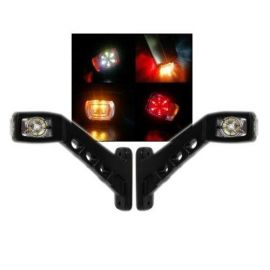 Комплект 2 броя ЛЕД LED странични гумени рогчета / маркери, габаритни светлини за камиони, тир, ремарке, каравана - 12V / 24V - бяло, oранжево, червен