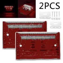 Комплект от 2 броя LED ЛЕД плафон за регистрационен номер червен червено-бяло за камион ремарке каравана бус ван трактор и др. 12V  2x MAR461