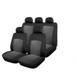Пълен комплект авто тапицерия калъфи за седалки за Dacia Logan I 2004-2012, Dacia Logan II 2012+, сиво-черно  TAP091