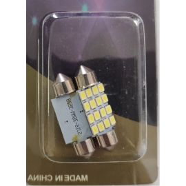 Комплект от 2 броя LED Лед Диодни Крушки 16 SMD 5050 36мм 12V Бяла Светлина в блистер  KRU665